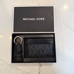 Michael Kors Black Keychain and Card Holder Set